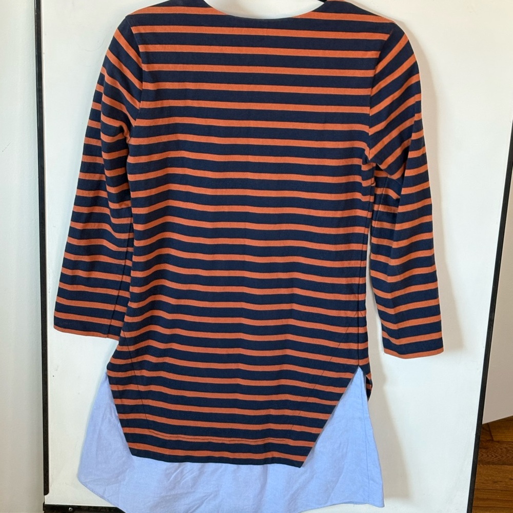 Veronica Beard Navy and Orange Striped Charter Combo Shirt Dress Size S - Picture 6 of 9
